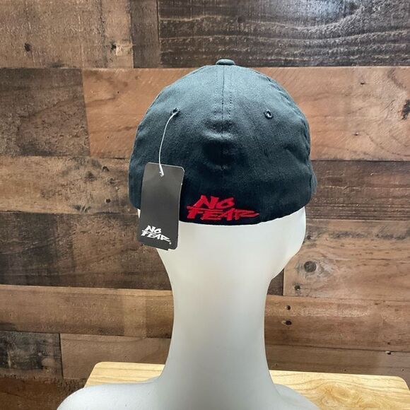 No Fear Hat Skull Flag Flex Ball Cap Black Red Stitching Small/Medium - Picture 14 of 16